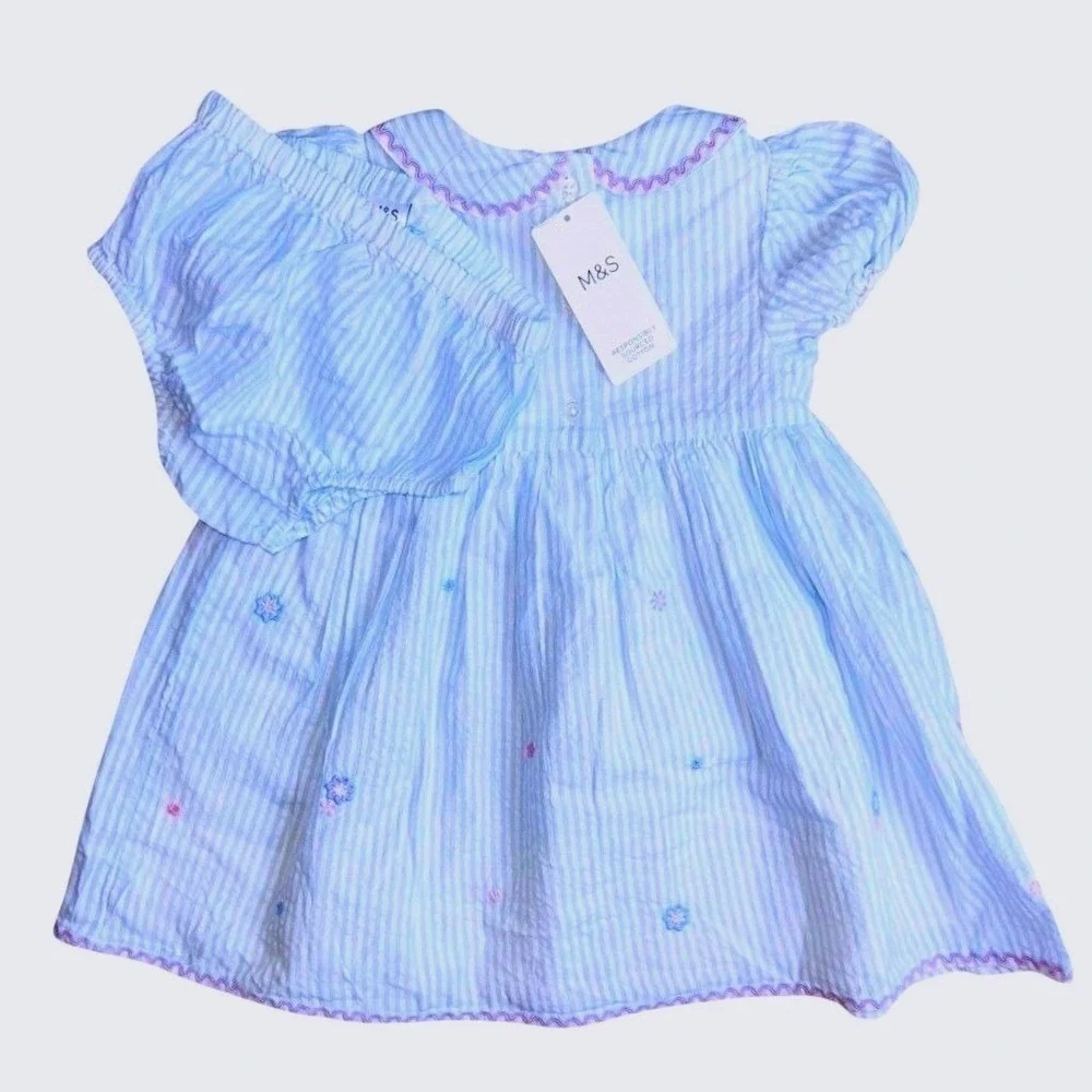 Marks and Spencer 18 24M Dress Pure‎ Cotton Smocked Embroidered 18-24 months